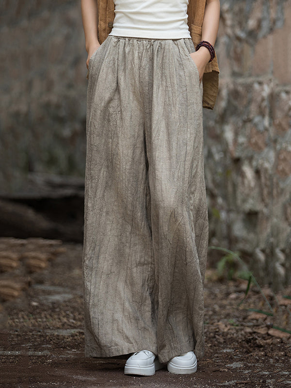 Elasticity Pockets Tie-Dyed Wide Leg Trousers Casual Pants Bottoms