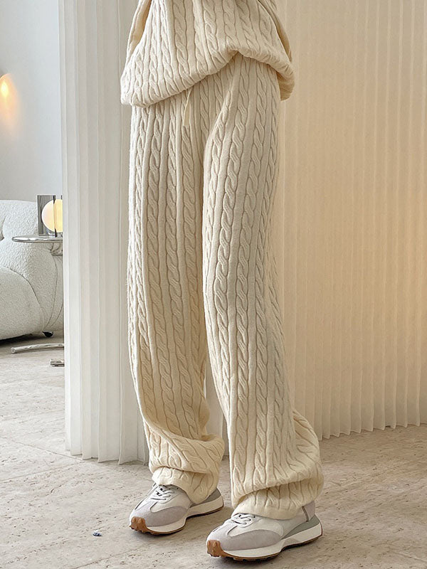 Original Creation Wide Leg Loose Jacquard Solid Color Casual Pants Bottoms