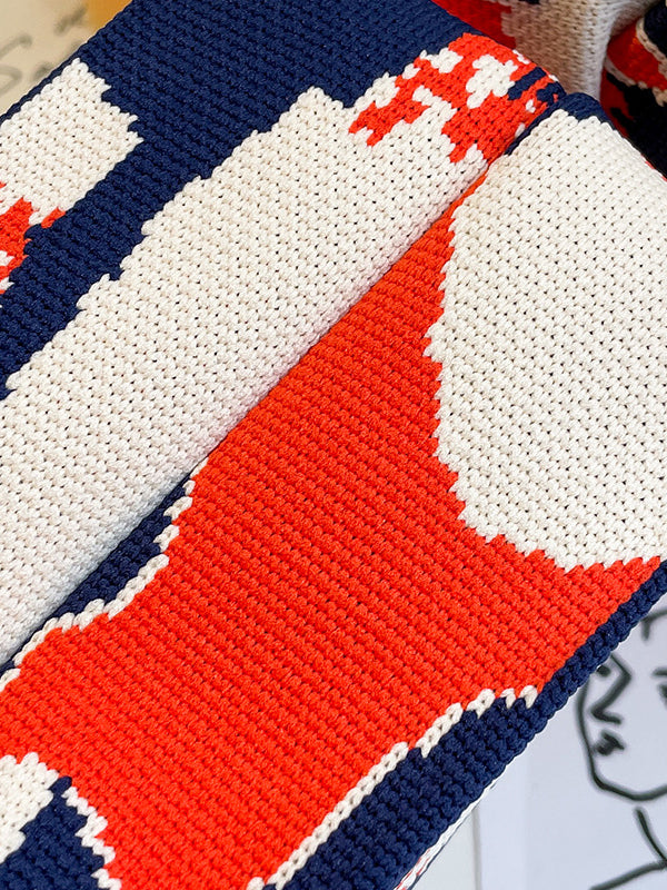 Contrast Color Woven Handbag Bags