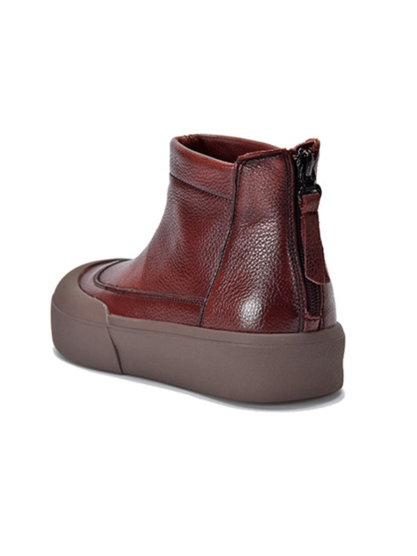 Round-Toe Zipper Boots