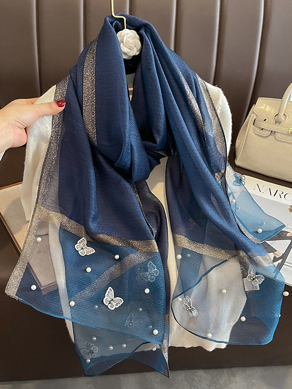 Applique Butterfly Shape Beaded Keep Warm Scarf