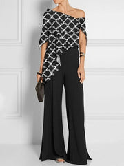Asymmetric Letter Print Loose Short Sleeves One-shoulder Blouses&shirts Tops