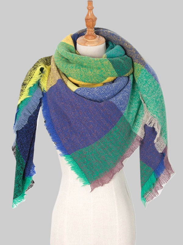 Keep Warm Plaid Tasseled Thick Shawl&Scarf