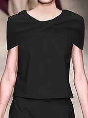 Knot Solid Color Capelet Loose Round-neck T-Shirts Tops