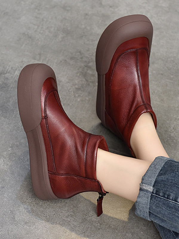 Round-Toe Zipper Boots