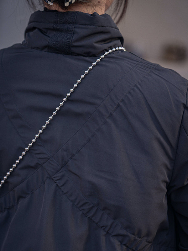 Urban Long Sleeves Solid Color Zipper High-Neck Padded Coat