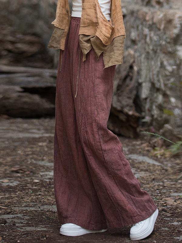 Elasticity Pockets Tie-Dyed Wide Leg Trousers Casual Pants Bottoms