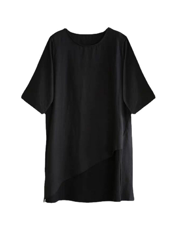 Solid Color Half Sleeves Loose Round-Neck T-Shirts Tops