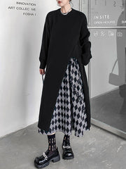 Solid Color Split-side Long Sleeves Loose Round-neck Sweater Tops