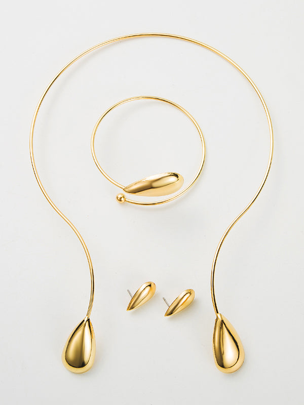 4 Pcs Geometric Necklaces Accessories + Drop Earrings + Bracelet Accessories