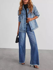 Split-Joint Long Sleeves Loose Lapel Outerwear Jackets