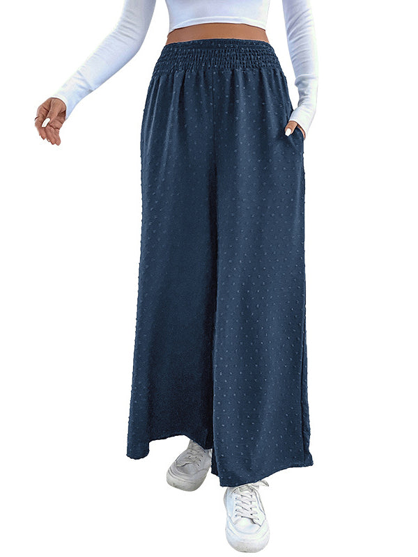 Elasticity Jacquard Wide Leg Trousers Pants