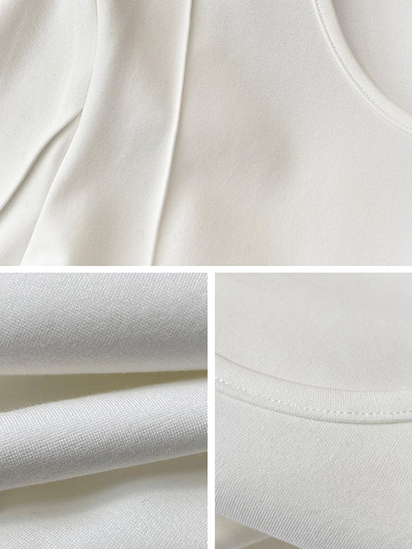 Solid Color Split-Joint Half Sleeves Round-neck T-Shirts Tops