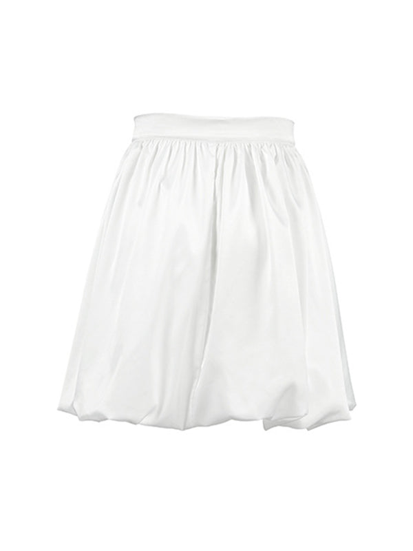 Pleated Solid Color Split-Joint A-Line Loose Skirts Bottoms