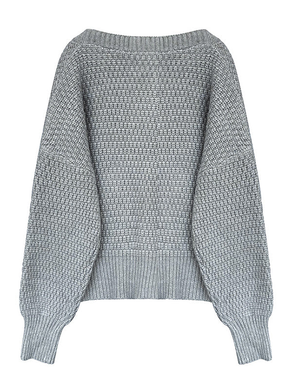 Trendy Loose Solid Color V-Neck Cardigan Tops