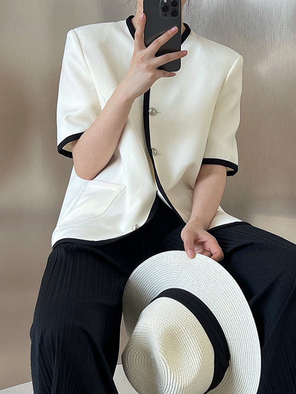 Pleated Solid Color Wide Leg Pants Bottoms