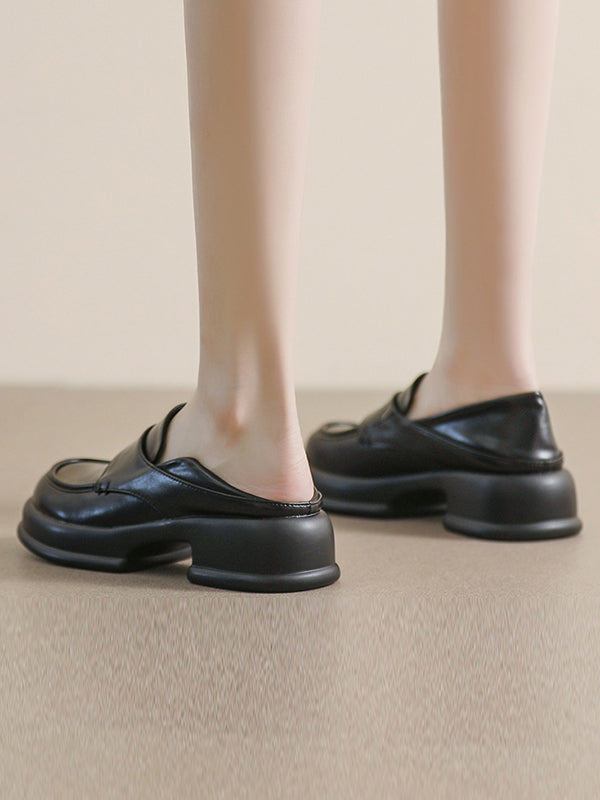 Round-Toe Split-Joint Platform Shoes Loafers