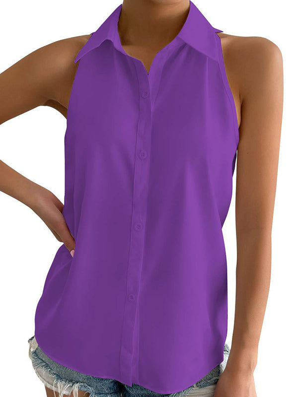 Solid Color Split-Joint Loose Plus Size Lapel Blouses