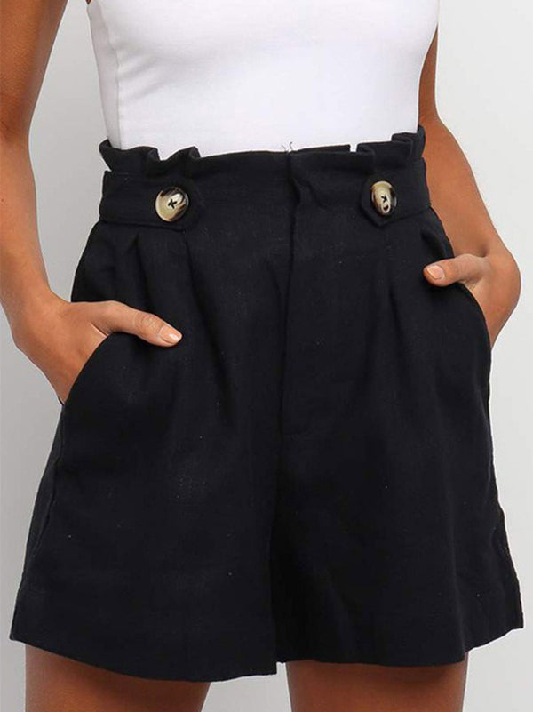 Pleated Split-Joint High Waisted Loose Shorts Bottoms