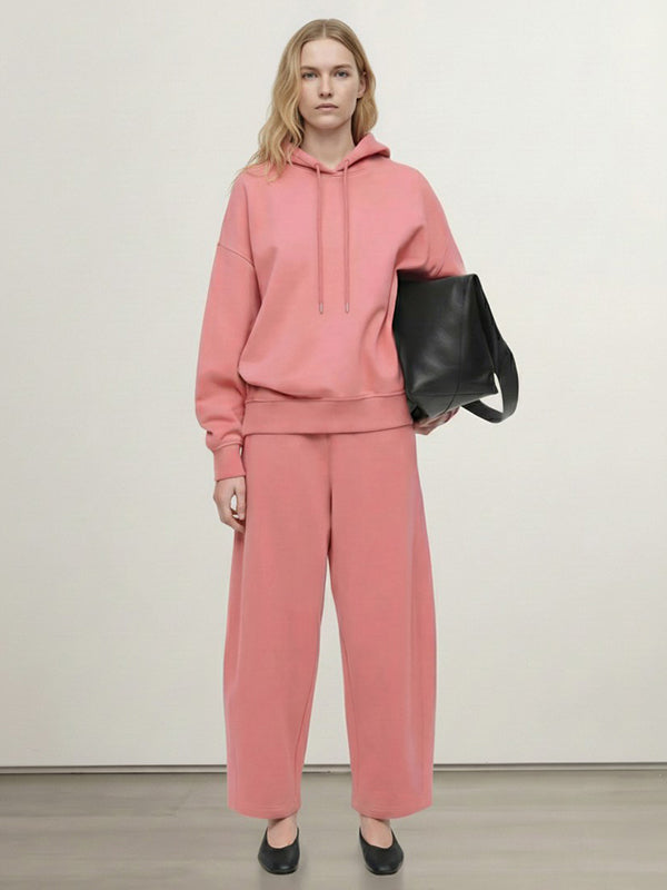 Pockets Solid Color High Waisted Loose Pants