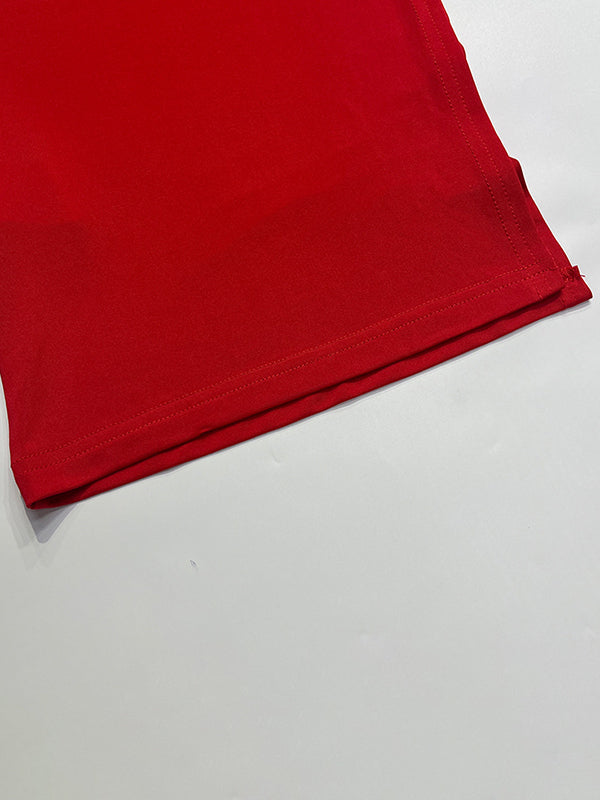 Asymmetric Solid Color Split-side Skinny Sleeveless Square-neck Tank Top