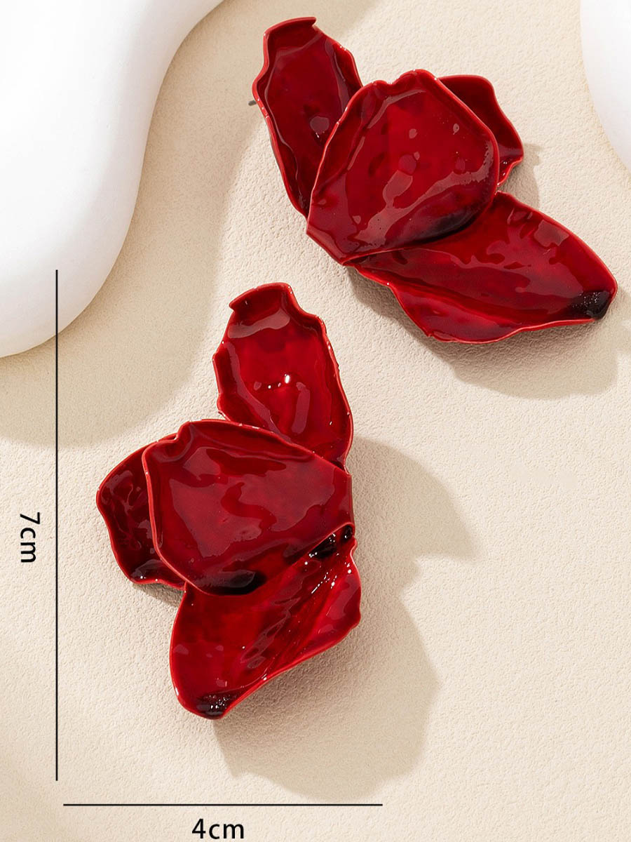 Flower Print Irregularity Earrings Accessories