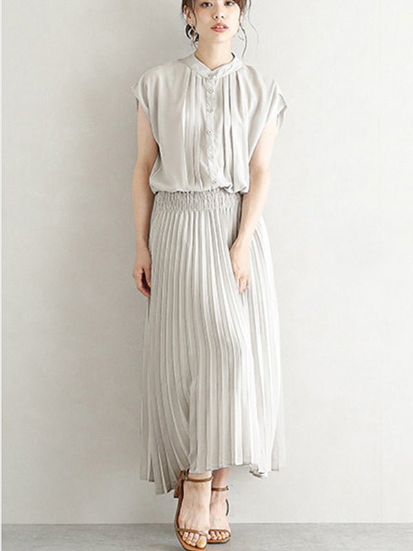 Chiffon 5 Colors Loose Pleated Split-Joint Dress
