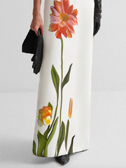 Flower Print H-line Skirts Bottoms