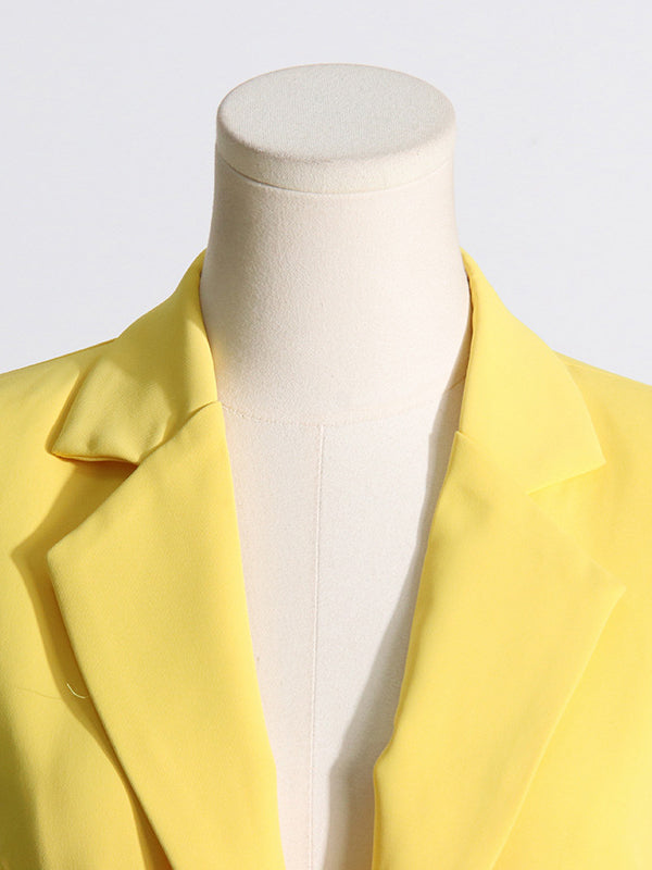 Backless Buttoned Hollow Rhine Stones Solid Color Long Sleeves Deep V-Neck Blazer