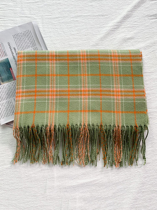 Keep Warm Plaid Tasseled Shawl&Scarf