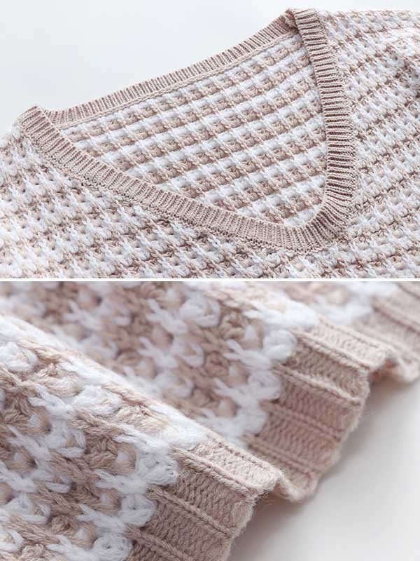 Original Loose Striped 8 Colors V-Neck Long Sleeves Sweater Top