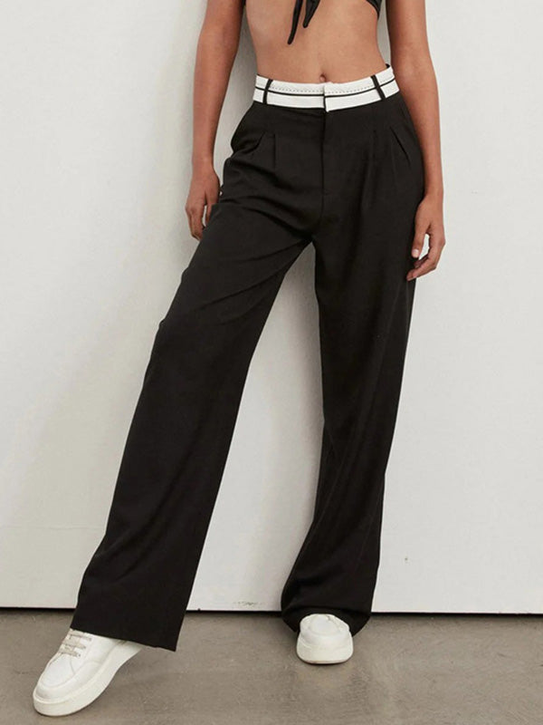 Leisure High Waisted Wide Leg Pleated Pants