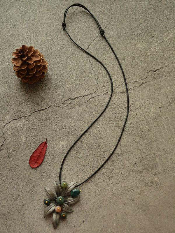 Vintage Leaves Tree Brooch&Necklace
