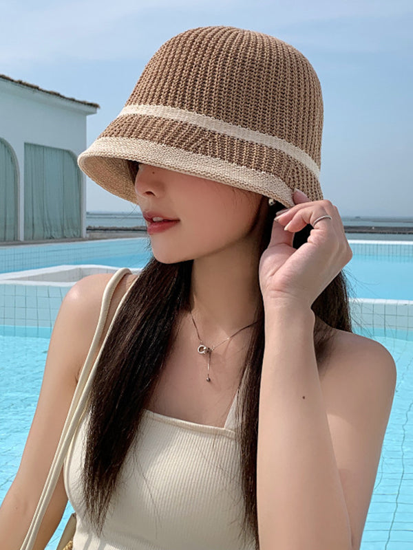 Contrast Color Woven Sun-Protection Hats&Caps Fisherman Hat