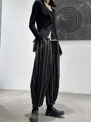 Split-Joint Striped Patterns Harem Pants High Waisted Trousers Pants