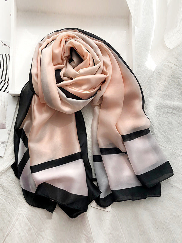 Contrast Color Printed See-Through Sun-Protection Shawl&Scarf