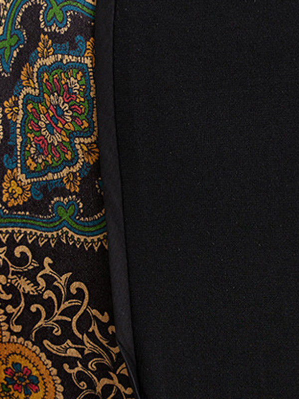 Asymmetric Printed Split-Joint Long Sleeves Loose Round-Neck Midi Dresses