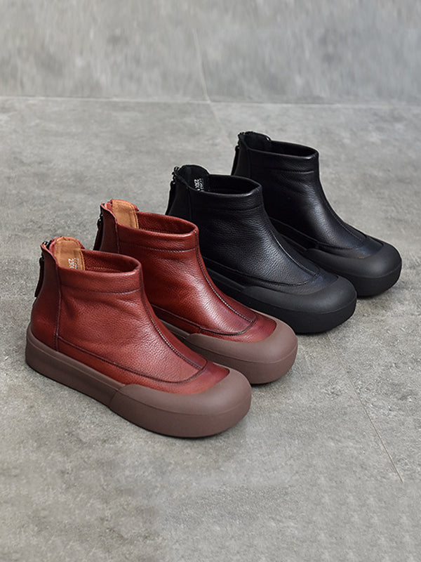 Round-Toe Zipper Boots