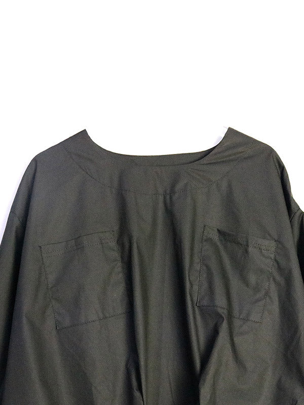 Pleated Solid Color Split-Joint High-Low Long Sleeves Round-Neck Blouses
