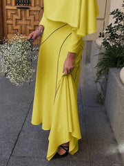 Asymmetric Printed Split-Joint High-Low Loose Skirts Bottoms