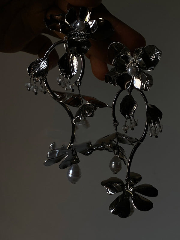 Flower Shape Solid Color Earrings Accessories Drop Earrings