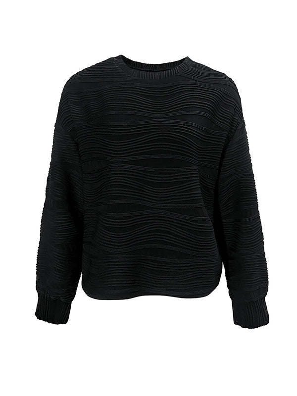 Solid Color Long Sleeves Loose Round-Neck T-Shirts