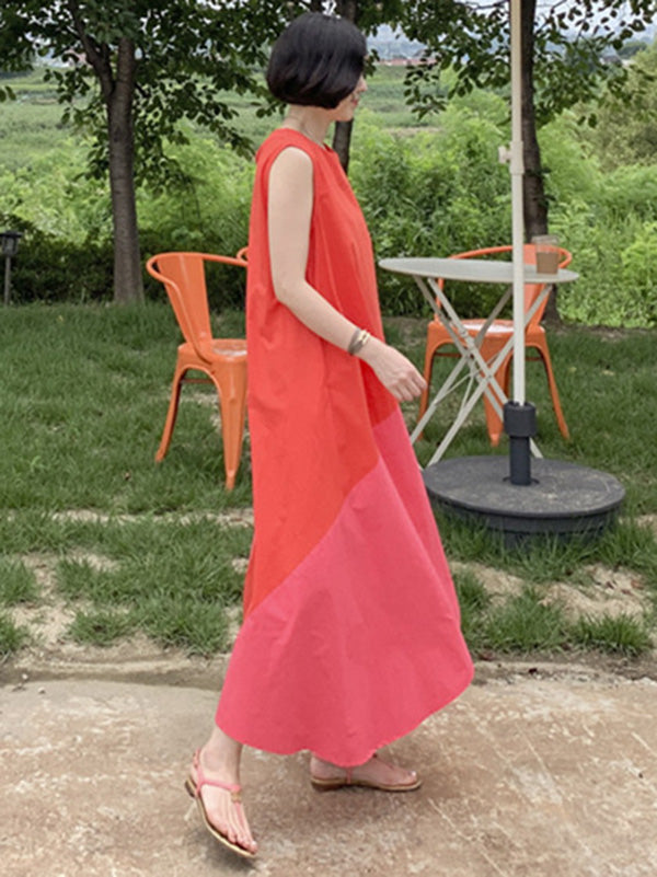 Casual A-Line Split-Joint Sleeveless Long Dress