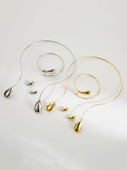 4 Pcs Geometric Necklaces Accessories + Drop Earrings + Bracelet Accessories