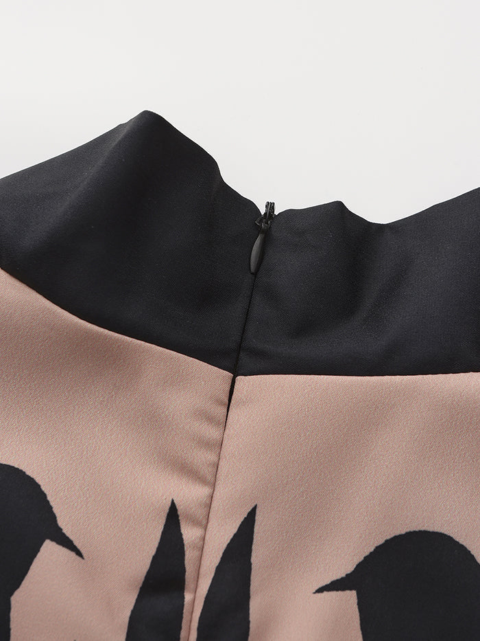 Printed Tied Waist A-line Flared Sleeves V-neck Maxi Dresses