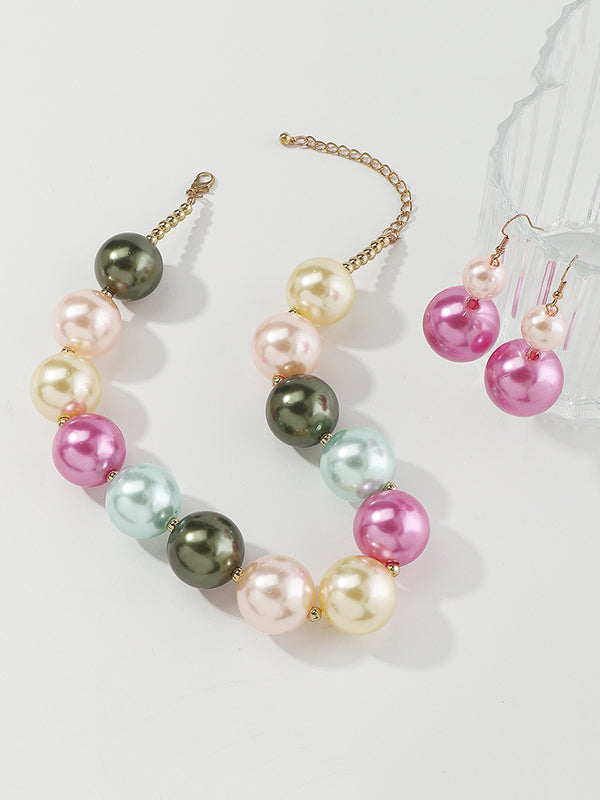 Contrast Color Geometric Necklaces Accessories + Drop Earrings
