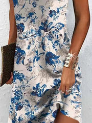 Printed Split-Joint Loose Plus Size V-Neck Mini Dresses