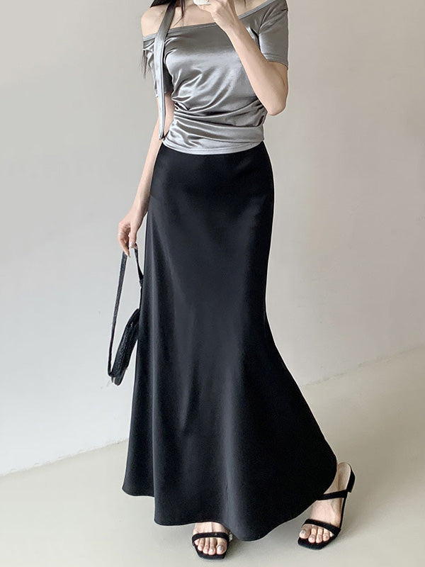 Elasticity Solid Color Mermaid Skirts Bottoms