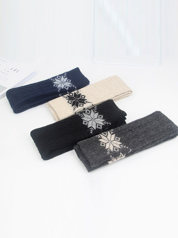 Twist Snowflake Printed Over-The-Knee Leg Warmers Accessories