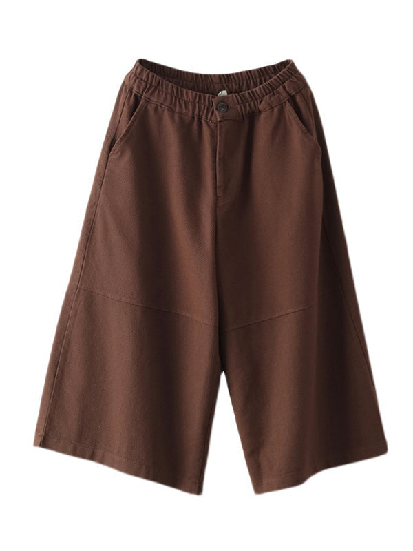 Simple Wide Leg Loose Solid Color Casual Pants Bottoms